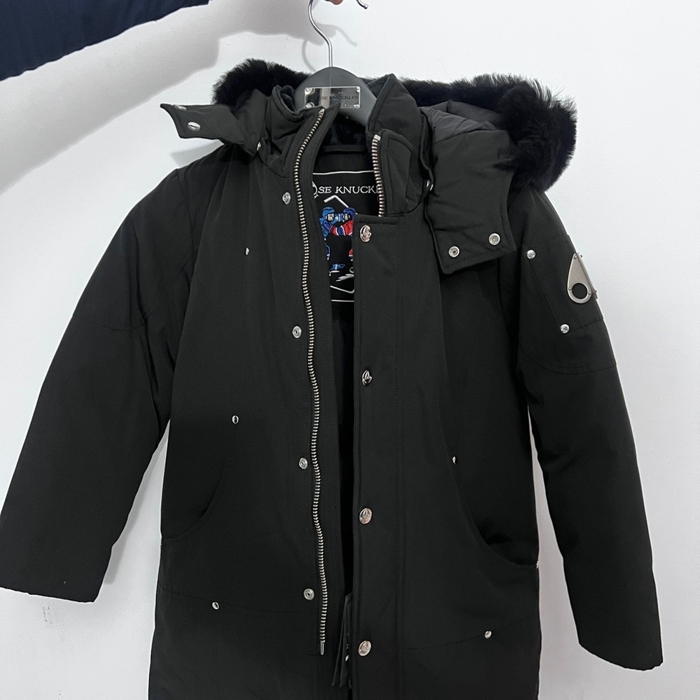 AUTHENTIC Kids Moose Knuckles Black Hooded Puffer Jacket